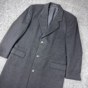 Silver Cloud Overcoat Mens 44 L Charcoal Cashmere‎ Blend Long Trench Coat Luxury
